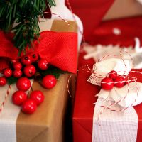 Very Berry Gifts Wrapped in Red with Ribbon