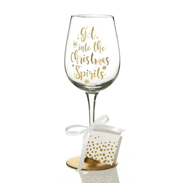 Chrismtas Wine Glass Get into the Christmas Spirits with tag