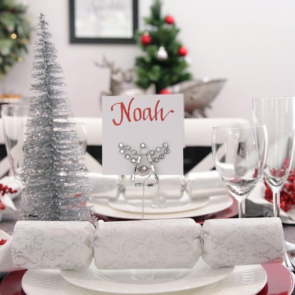 Christmas Sparkle Place Setting with an Angel Holder and a name tag