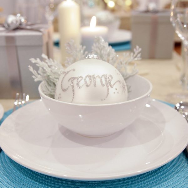 Coastal Christmas Table Place Setting Personalised Bauble Named George