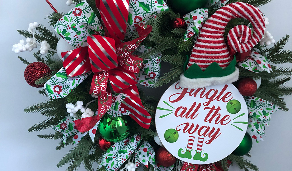 Jingle all the Way Wreath with Elf Hat