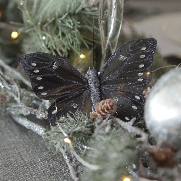 Silver Frost Christmas Butterfly Clip Grey