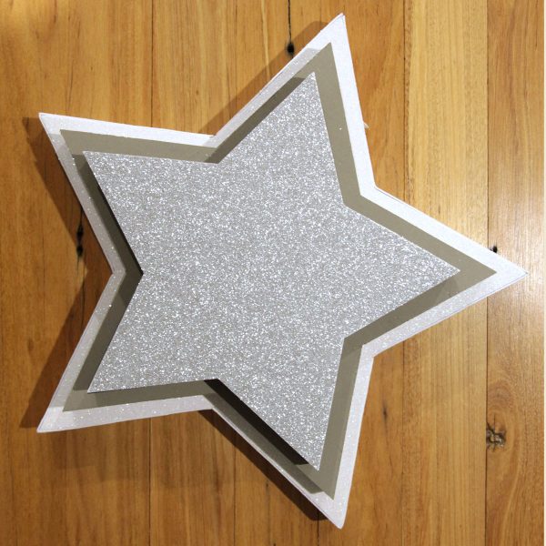 Silver Frost Christmas Plywood Craft Star Tray Craft Cropped