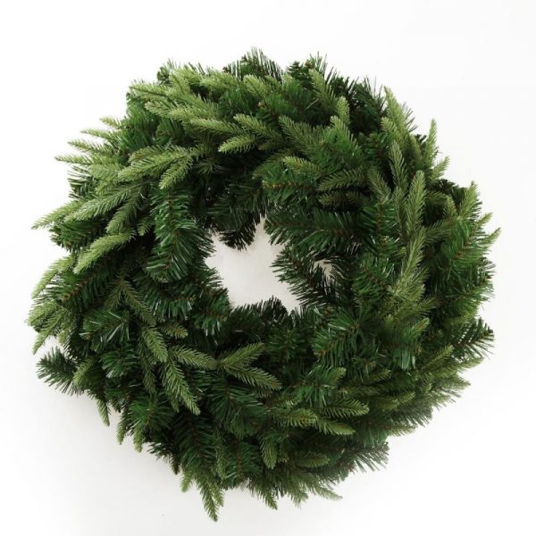 Lush Full Evergreen Mixed Pine Wreath in a White Background