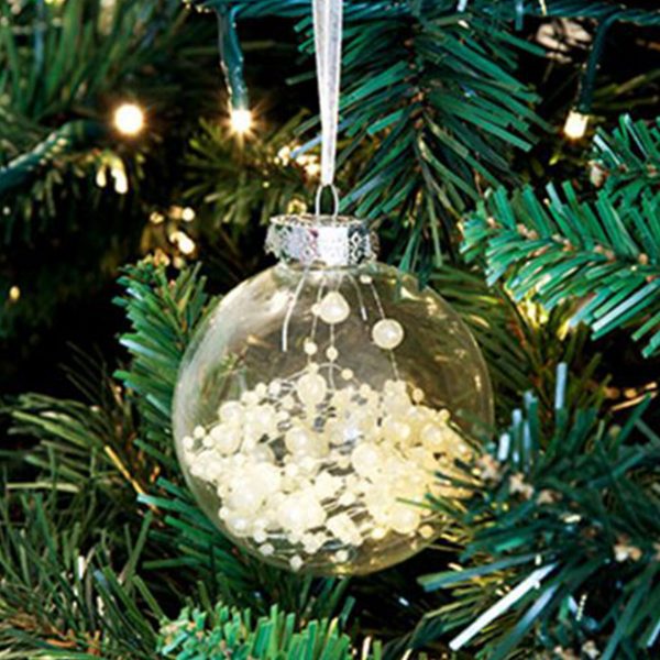 Pearl Craft Bauble Hanging in a Christmas Tree