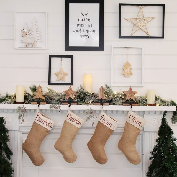 wood tree and star stocking hanger with Merry everything and happy always poster download