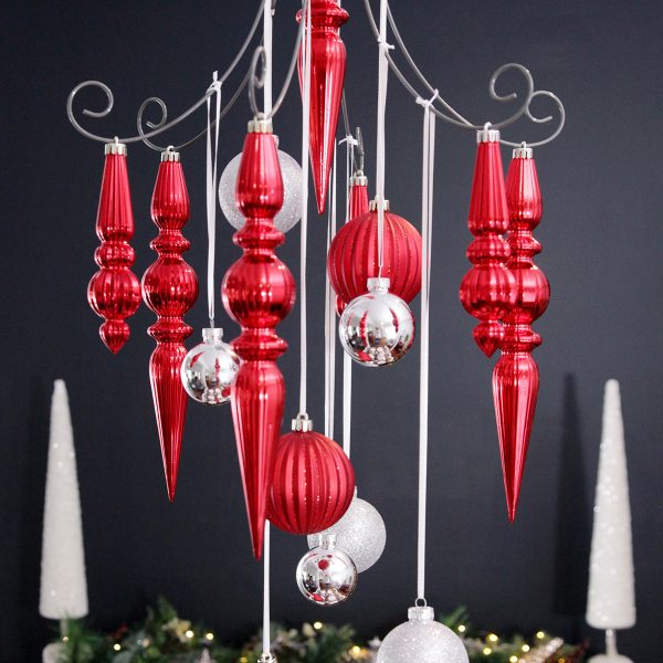 Christmas Sparkle Chandelier with Red and Silver Hanging