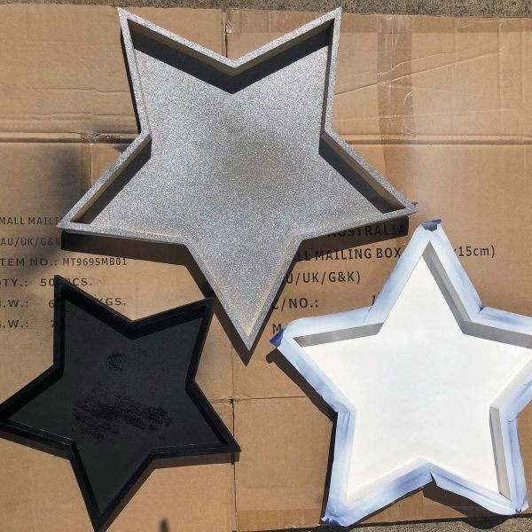 3 Craft Stars Black, Silver and White Colour Back newly painted