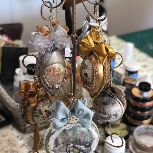 Decorative Craft Baubles with Ribbon on top Hanging