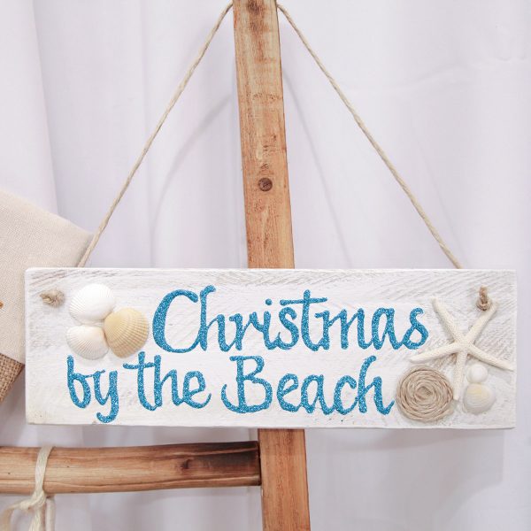 Coastal Christmas by the Beach Plaque Hanging