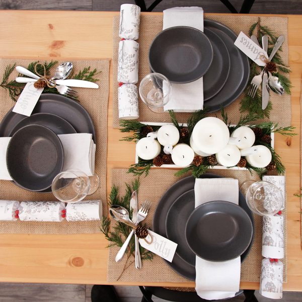 hygge table setting wih candles