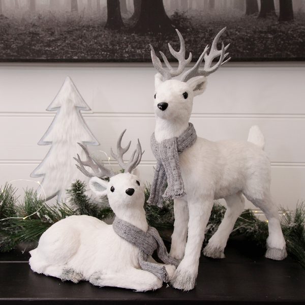 White Deer with Scarf - Sitting and Standing