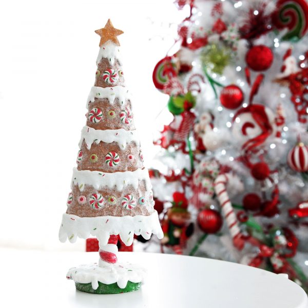 Candy Cane Christmas Gingerbread Glitter Table Top Christmas Tree Ornament
