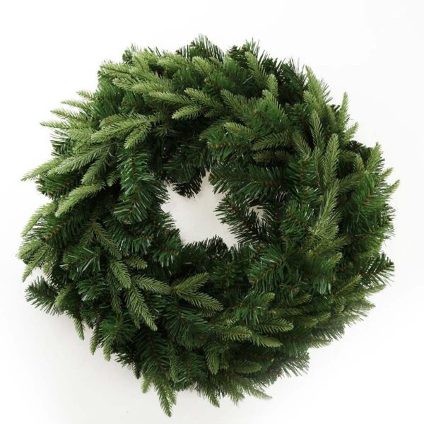 Lush Full Evergreen Mixed Pine Wreath With White Background