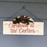 Personalised Arched Country Christmas Wood Plaque with Red Berry