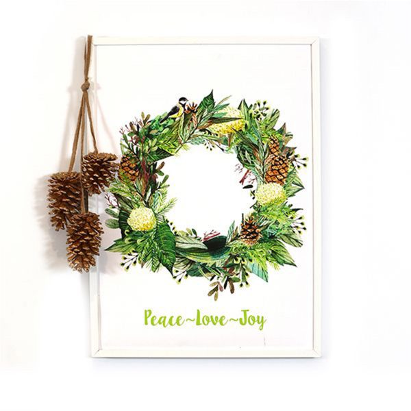 Peace Love Joy Poster Download with Pinecone Hanging to the side