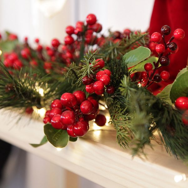 Red Berry Garland on Console Table