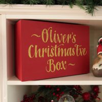 A Christmas Kitchen Personalised Christmas Eve Box - Olivers placed in a Cabinet