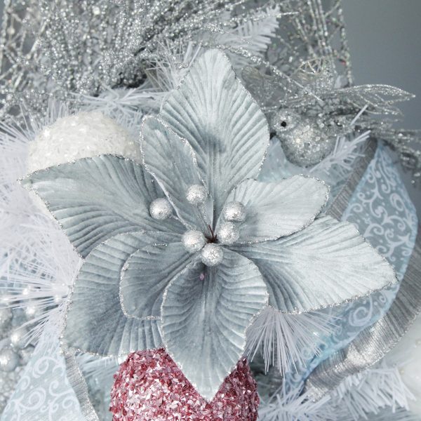 Pretty little Christmas Grey Embossed Velvet Poinsettia Flower