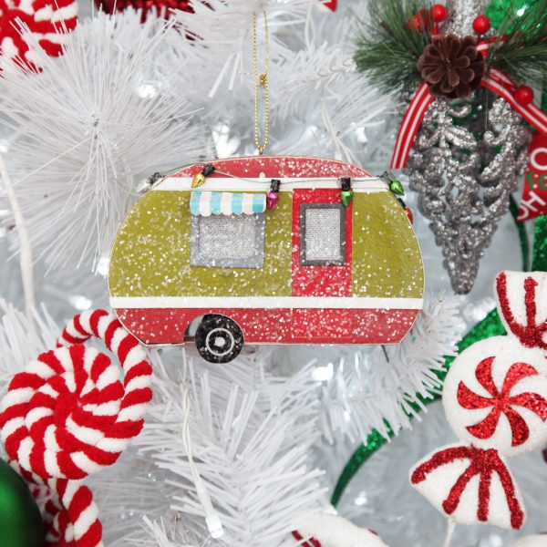 Candy Cane Christmas Lightup Christmas Caravan Tree Decoration Red and Green