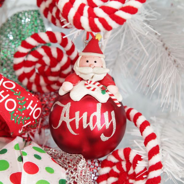 Candy Cane Christmas Red Santa Christmas Character Bauble