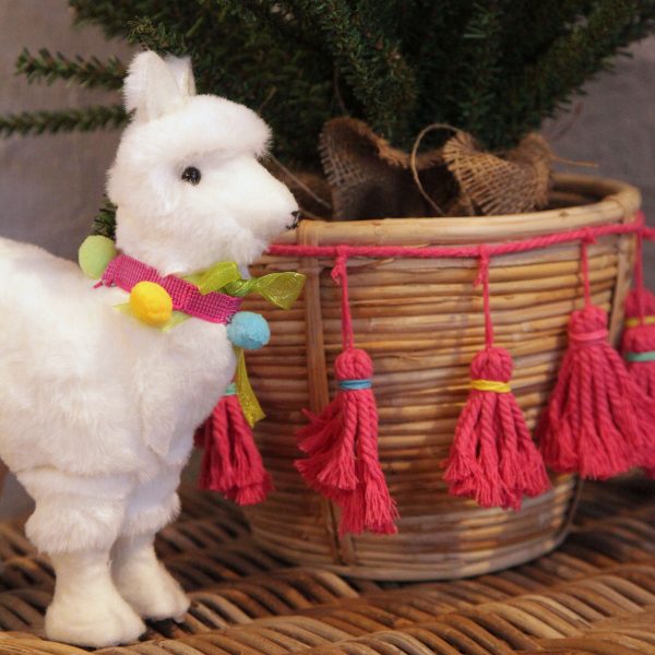 Fluffy White Llama and Craft Tassels Christmas Fiesta