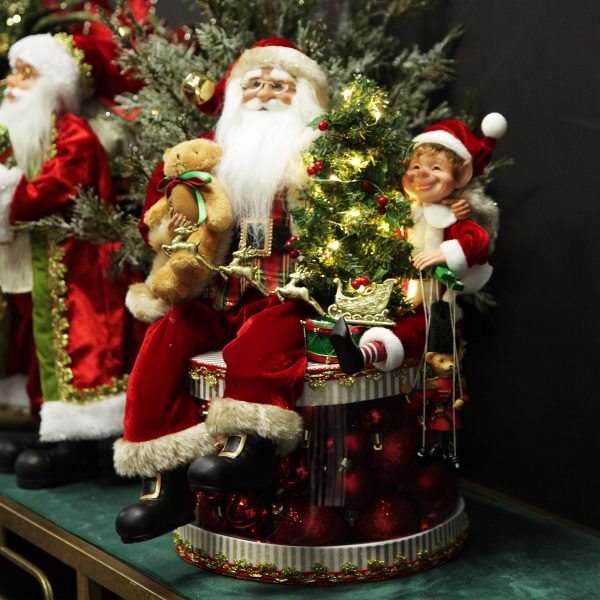 Nutcracker Christmas Lightup Ornament with Santa and Elf on Christmas Drum