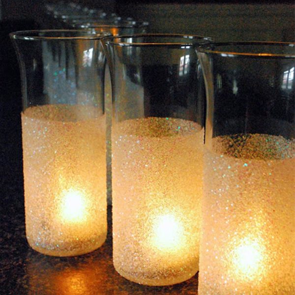 3 Christmas Glittered Jar with Light Inside