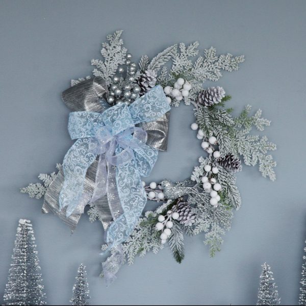 Prettly Little Christmas Mixed Pine and Cone Snowy Christmas Wreath