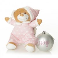 Pink Girl Starbright Teddy and Personalised Christmas Bauble Gift Pack