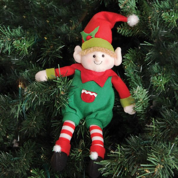 Boy Elf Shelf Sitter Placed in a Christmas Tree