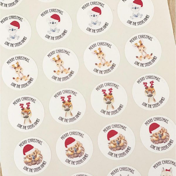 Merry Christmas Animals Stickers