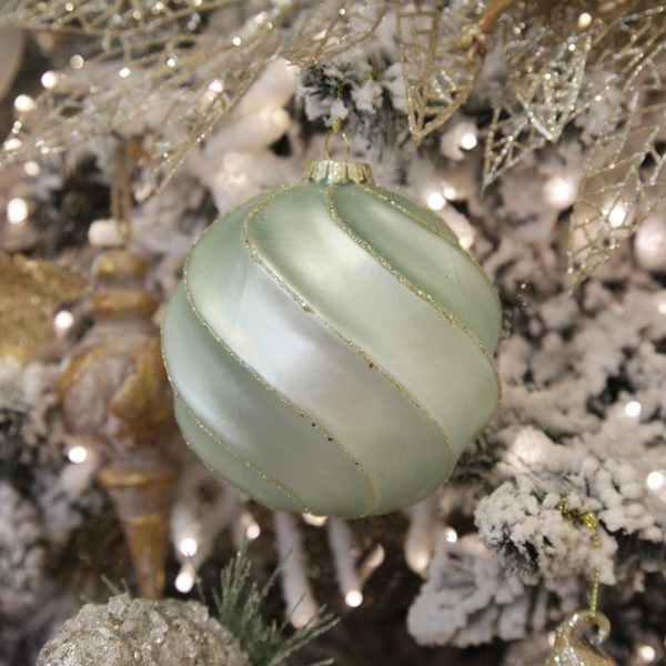Christmas Joy Sage Swirl Glass Christmas Bauble