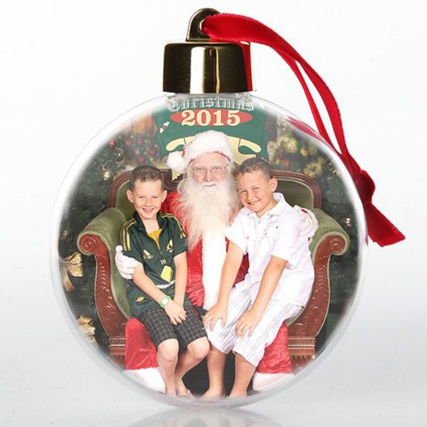 Photo Bauble Ornament with a Picture of Santa and 2 boy on hes lap