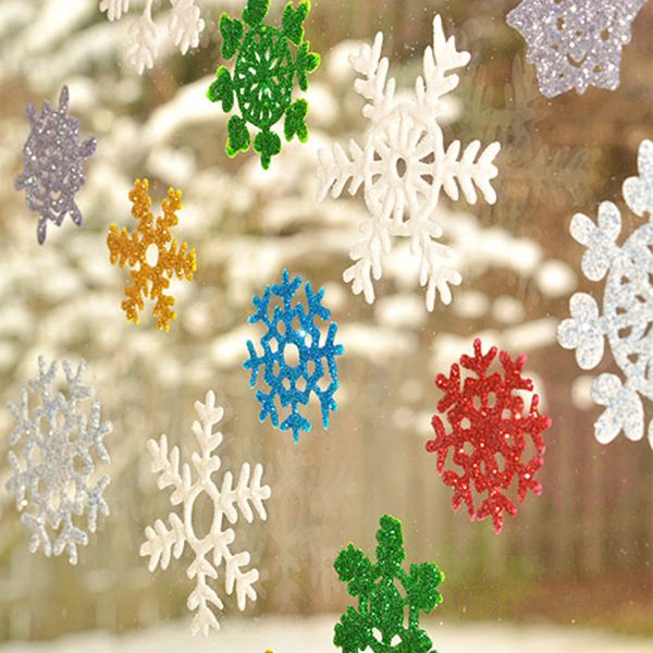 Window Clings with Multicolour Snowflake Designs