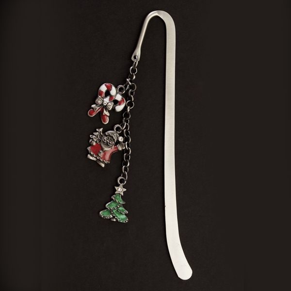 Christmas Long bookmark with Candy Cane, Santa Claus and Christmas Tree Design