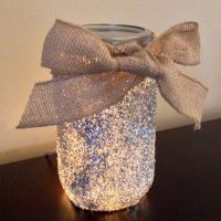 Glitter Vase with Bow with Light