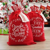 Candy Cane Christmas Personalided Jingle All the way and Yay Sants been Santa Sack