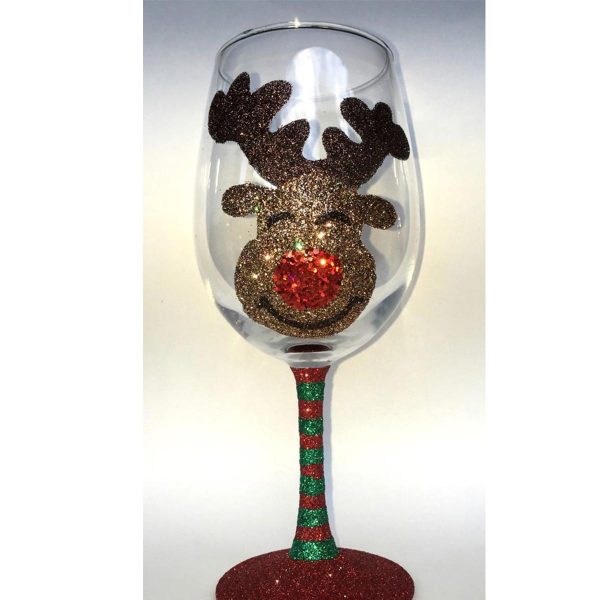 Reindeer Christmas Wine Glass
