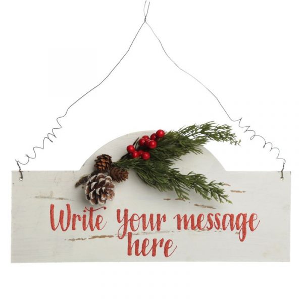 Personalised Arched Country Christmas Wood Plaque with Red Berry " Write your message here"