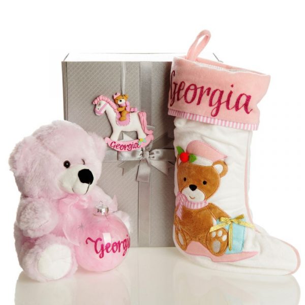 Pink Babys First Christmas Gift Pack Named Georgia