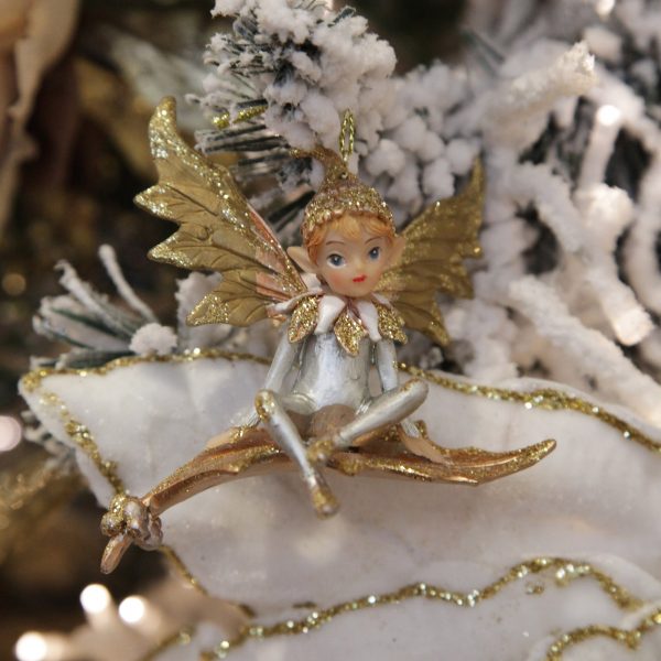 Christmas Joy Silver and Gold Gumnut Elf Hanging Tree Decoration
