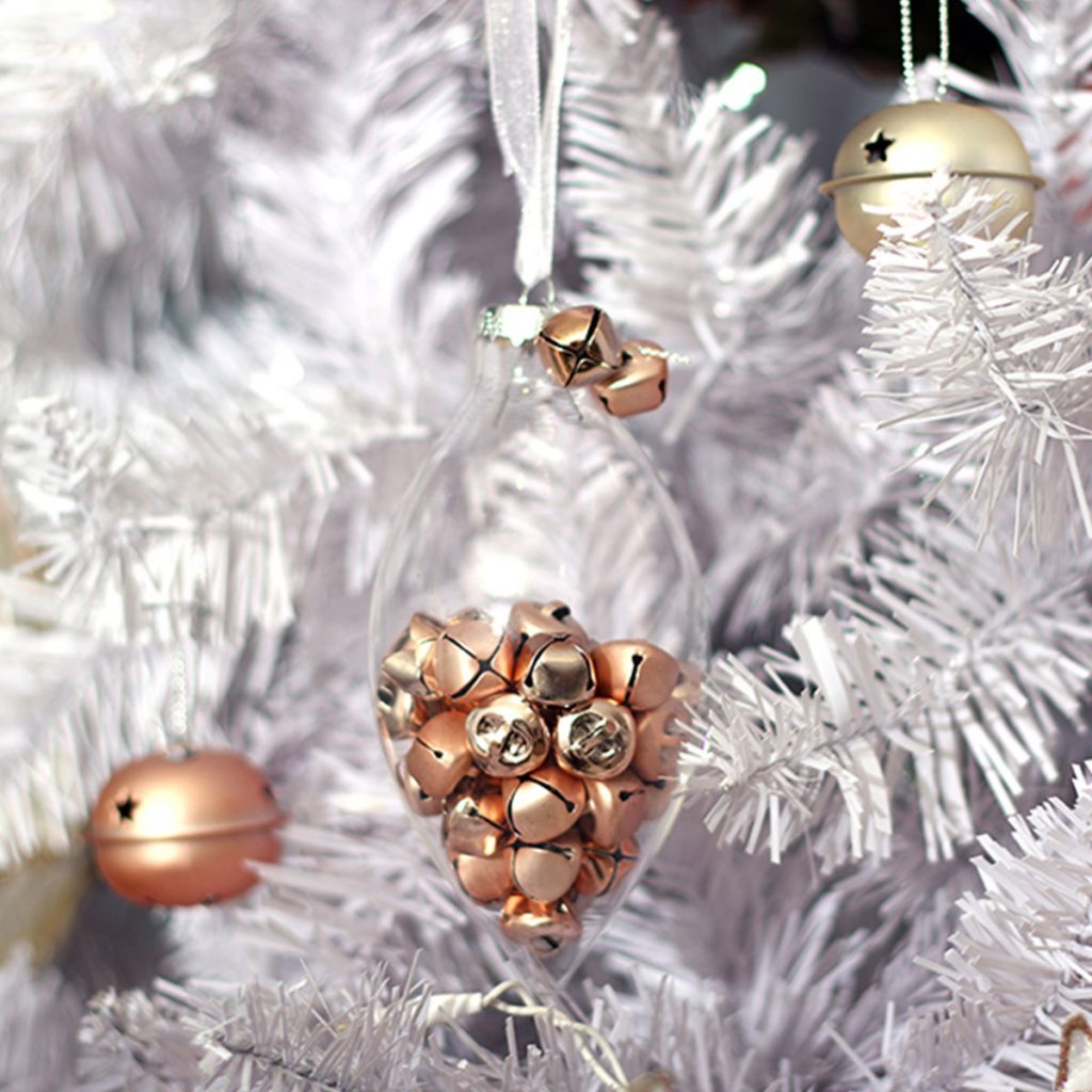Pastels Pearls Craft Bauble Mini Bells Hanging in a Christmas Tree