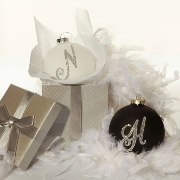 Bling Baubles Group White and Black with Letter N and H