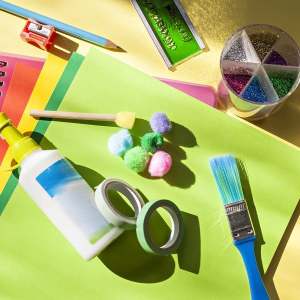Bigstock Art Craft Set with Brush Pencil Tape Glue Glitters Colour Paper