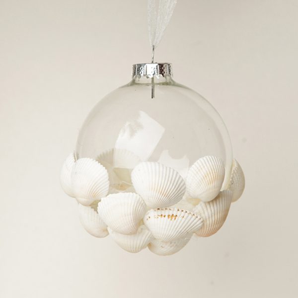Christmas by the Sea Craft Bauble with Seashells outside the Bauble