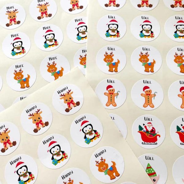 Christmas Stickers Animals with name in each Logo