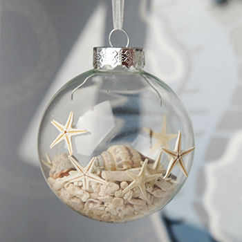 Christmas By the Sea Craft Bauble with Small Starfish and Seashell inside
