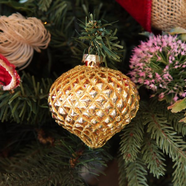 Bush Christmas Antique Gold Teardrop and Finial Glass Baubles