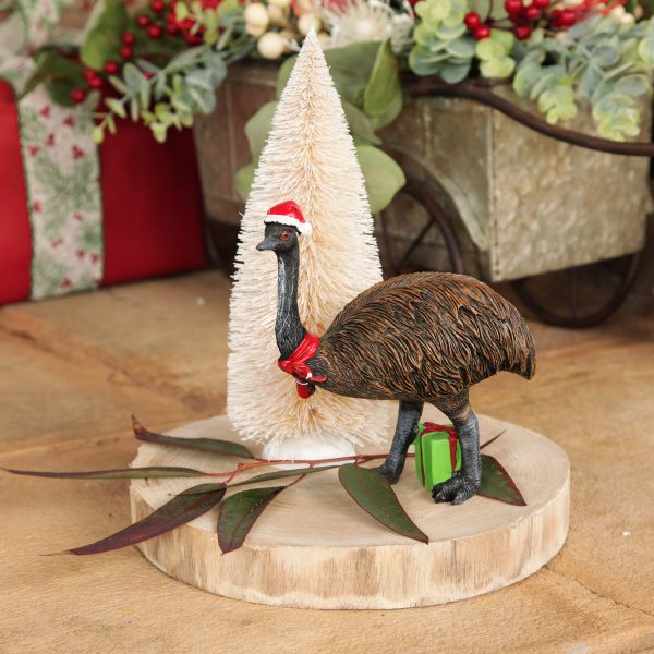 Bush Christmas Emu Australiana Christmas Ornament and Small Ivory Bottle Brush Tree Set of 2
